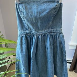 Free People denim mini strapless dress